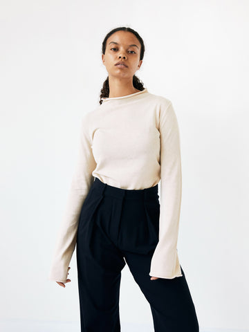 St. Agni | Mies Mock Neck Top in Nude | The UNDONE by St. Agni