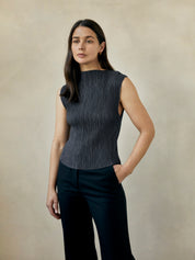 St. Agni | Pleated Top in Charcoal | The UNDONE