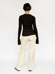 St. Agni | Rib Knit Polo Top in Black | The UNDONE