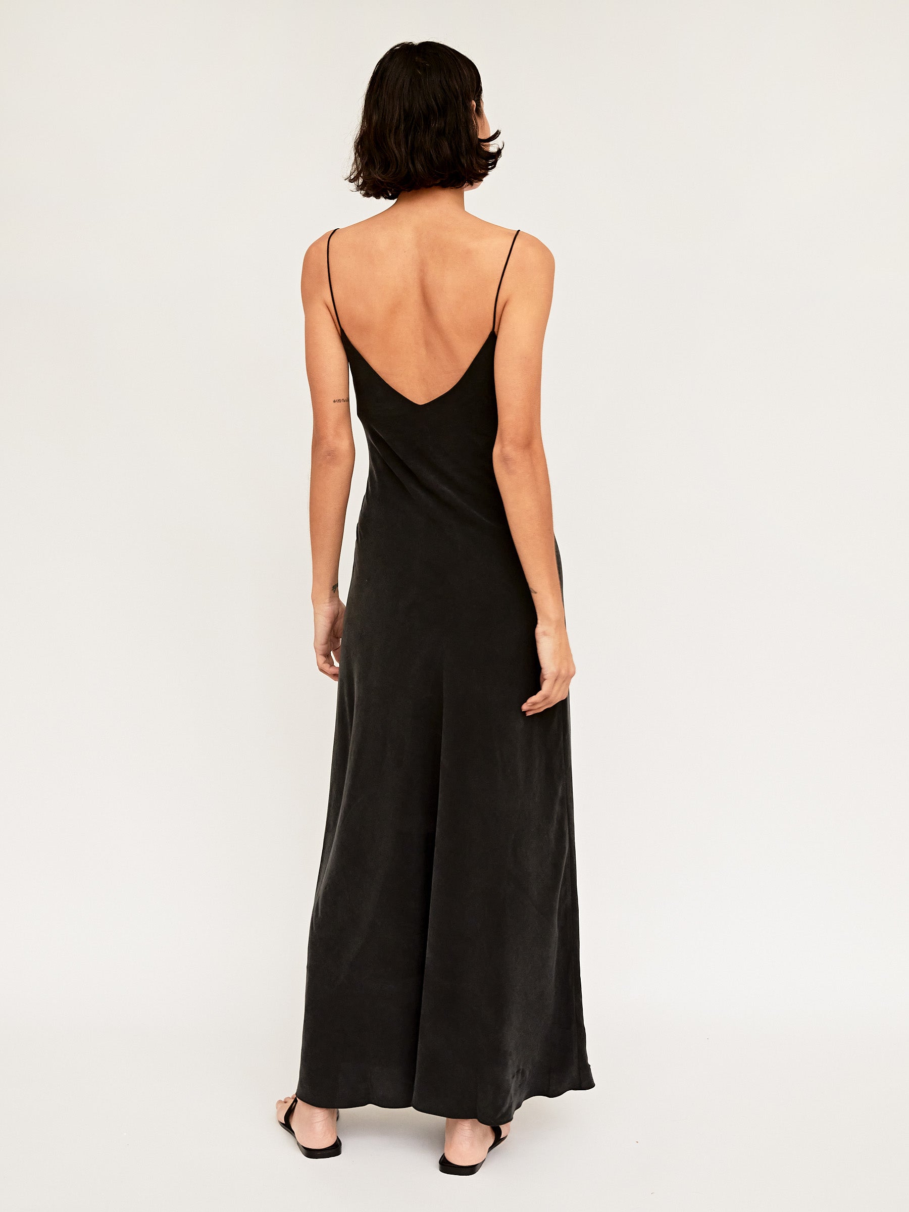 St. Agni | Black Slinky Slip Dress | The UNDONE