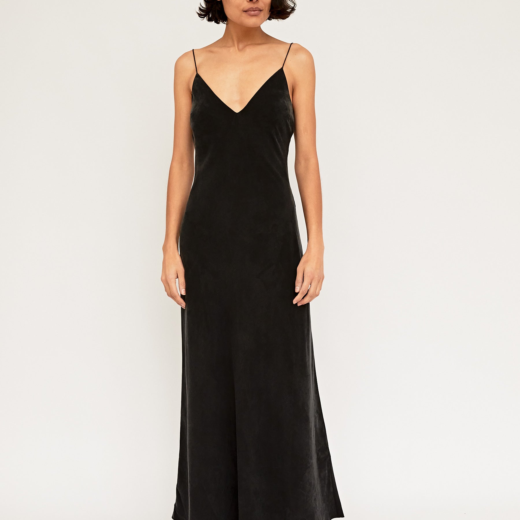 St. Agni | Black Slinky Slip Dress | The UNDONE