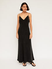 St. Agni | Black Slinky Slip Dress | The UNDONE