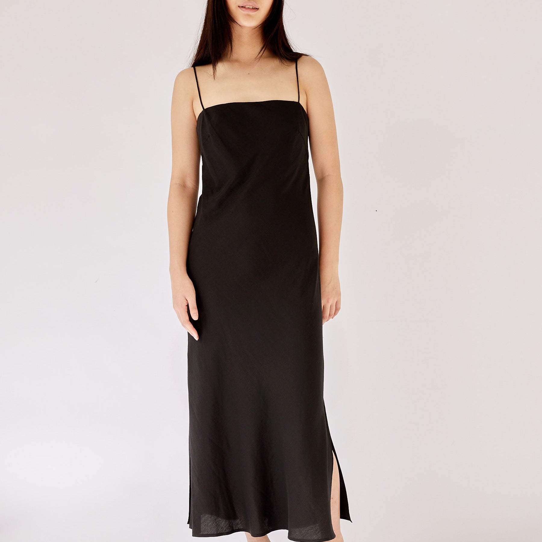St. Agni | Straight Neck Dress in Black | The UNDONE