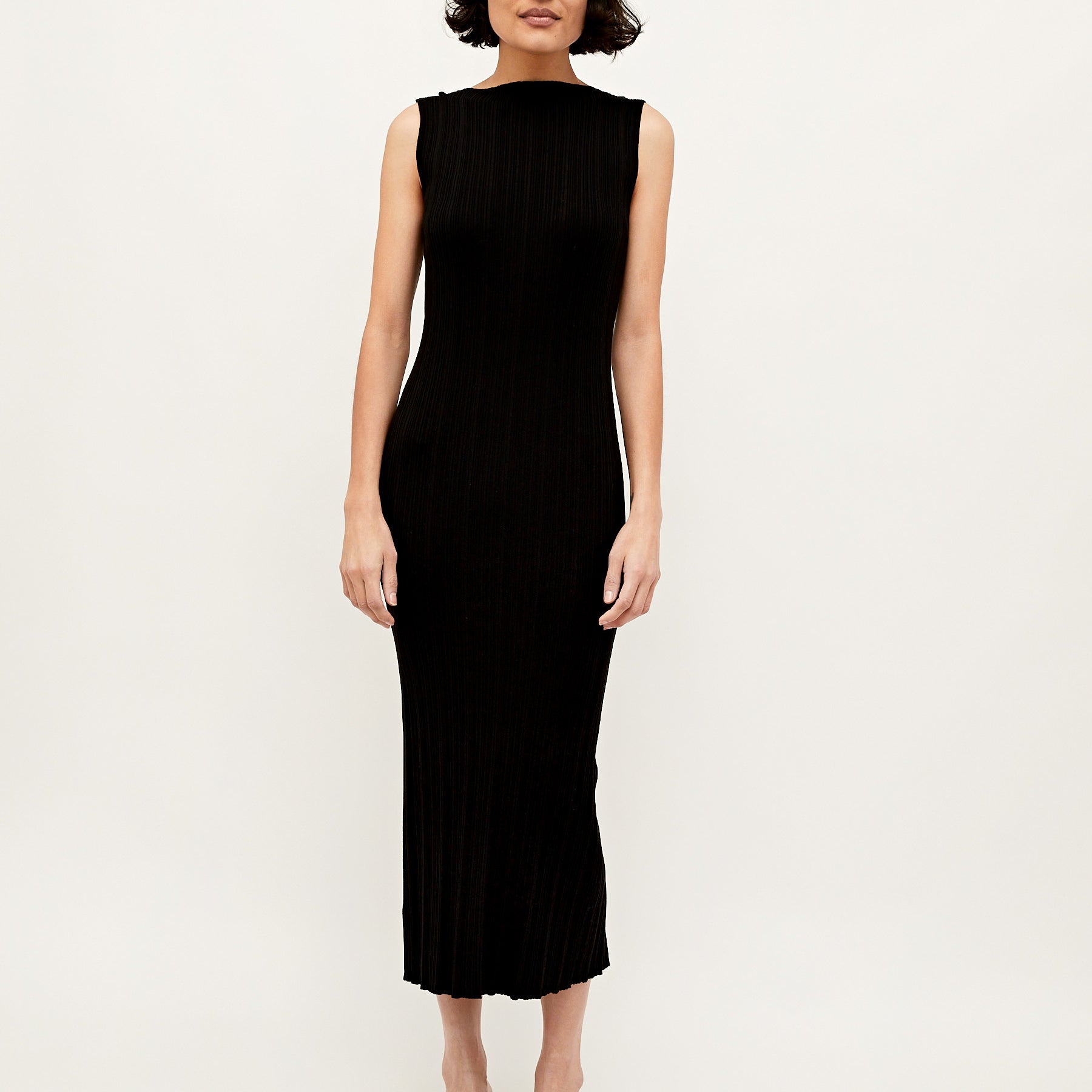 St. Agni | Black Vas Pleat Knit Dress | The UNDONE