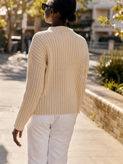 St. Agni | Cotton Rib Knit Jumper in Ecru | The UNDONE