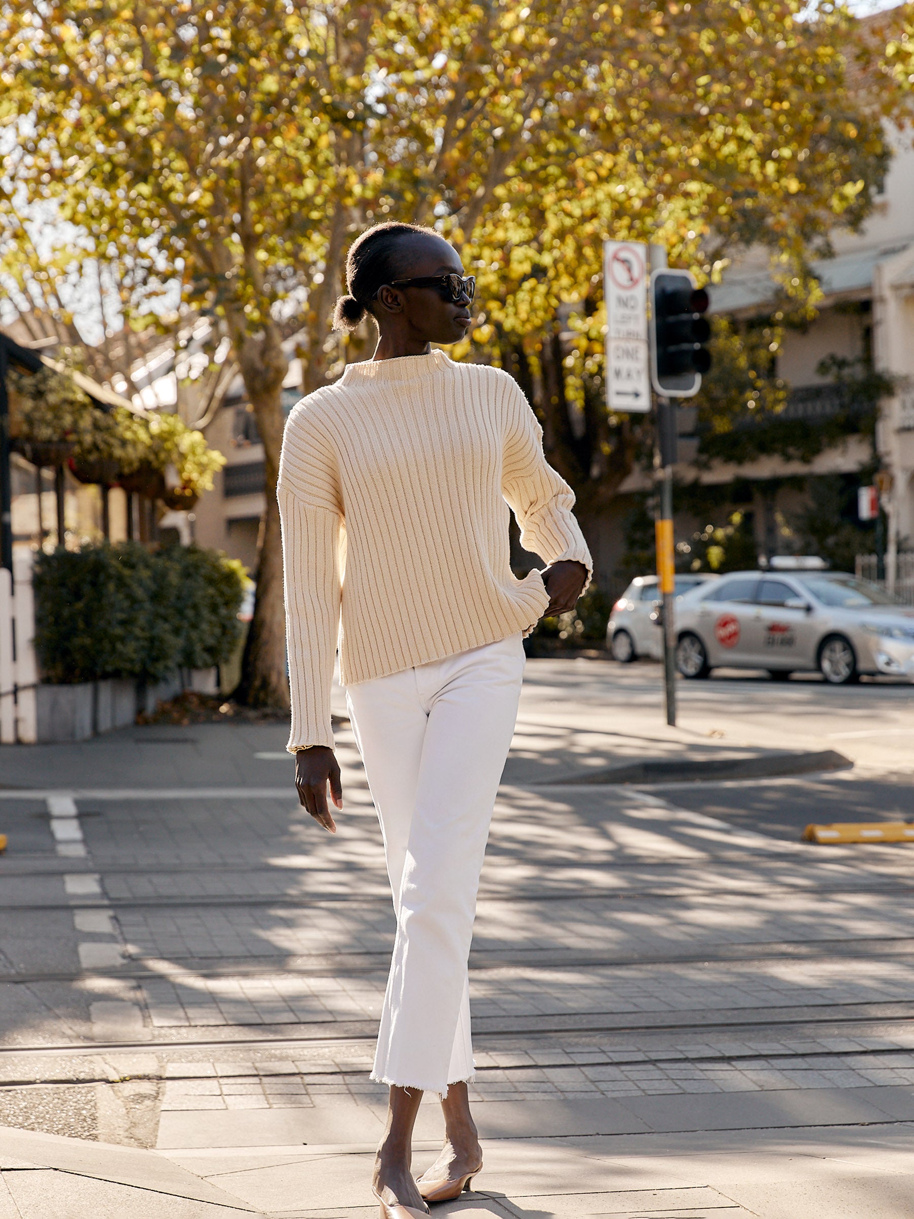 St. Agni | Cotton Rib Knit Jumper in Ecru | The UNDONE