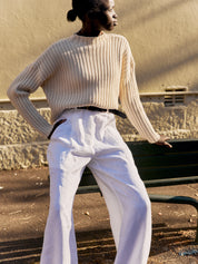 St. Agni | Cotton Rib Knit Jumper in Ecru | The UNDONE