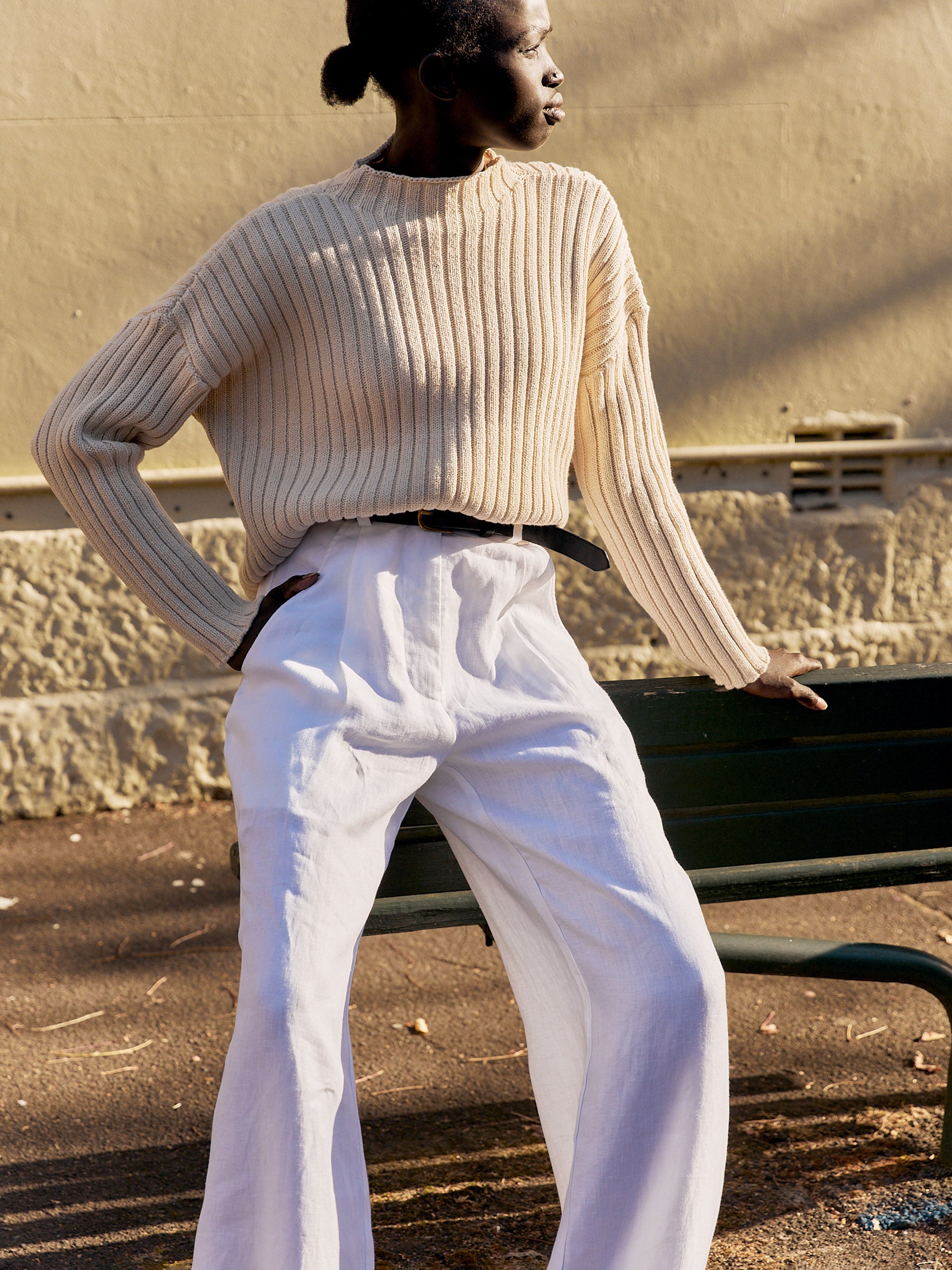 St. Agni | Cotton Rib Knit Jumper in Ecru | The UNDONE