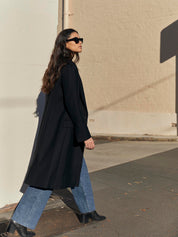 St. Agni | Double Breasted Wool Coat in Black | The UNDONE