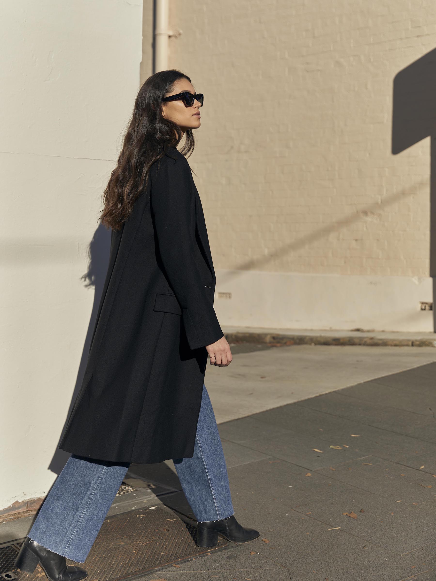 St. Agni | Double Breasted Wool Coat in Black | The UNDONE