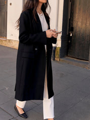 St. Agni | Double Breasted Wool Coat in Black | The UNDONE