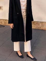 St. Agni | Double Breasted Wool Coat in Black | The UNDONE