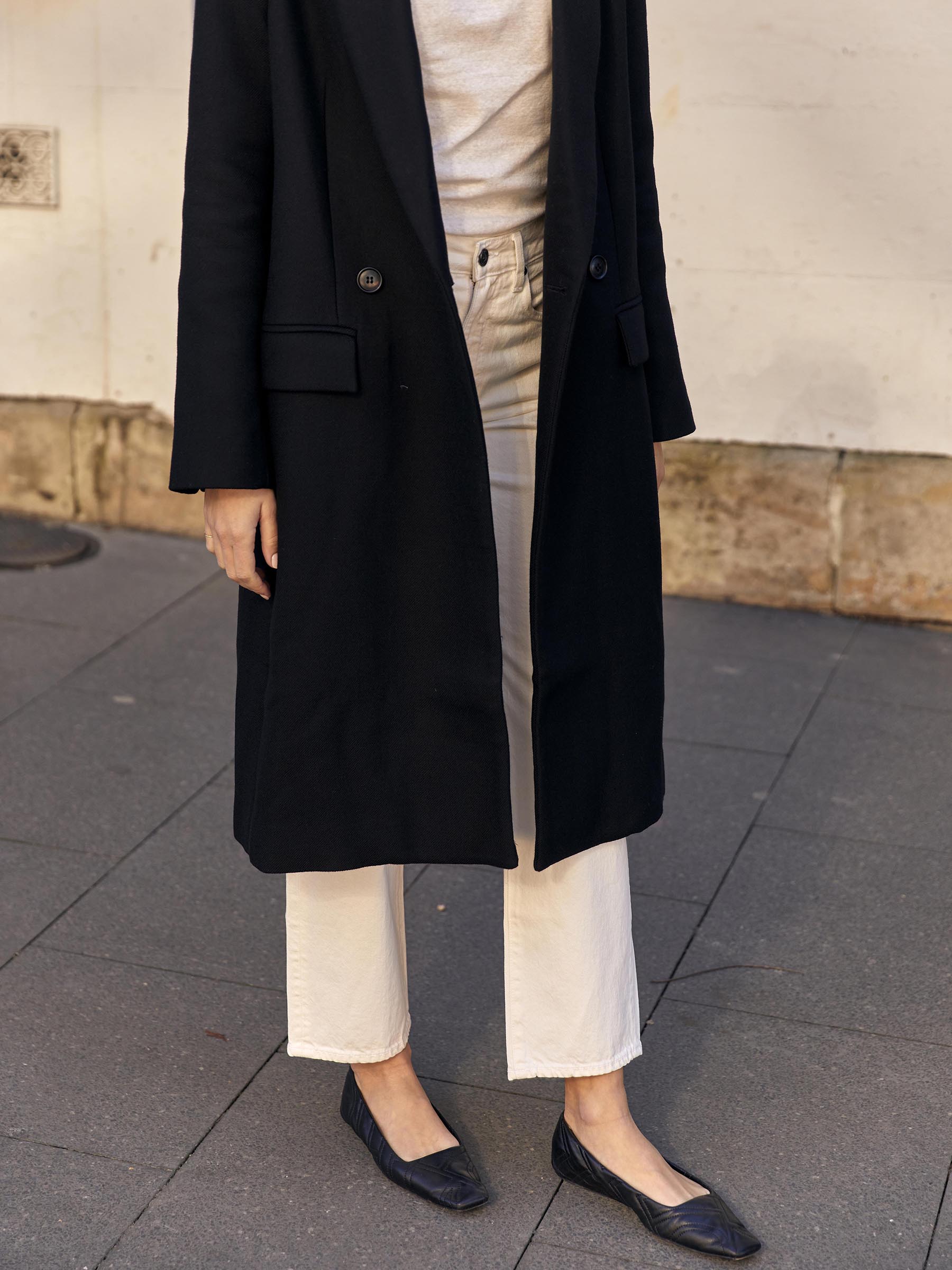 St. Agni | Double Breasted Wool Coat in Black | The UNDONE