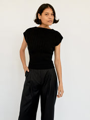 Wynn Hamlyn | Black Accordian Knit Top | The UNDONE