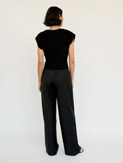 Wynn Hamlyn | Black Accordian Knit Top | The UNDONE