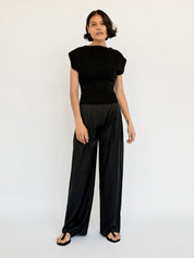 Wynn Hamlyn | Black Accordian Knit Top | The UNDONE