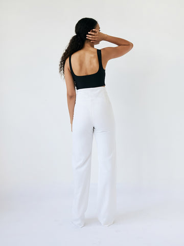 Wynn Hamlyn Ally High Waisted Trouser in Ivory The UNDONE by