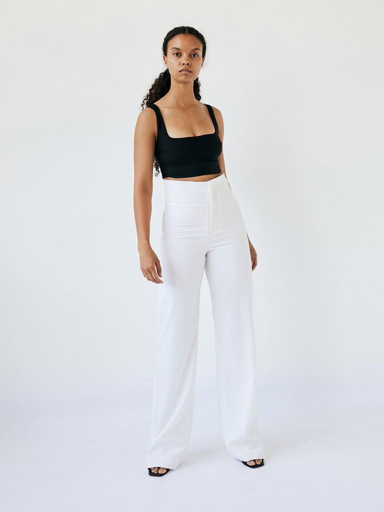 Wynn Hamlyn Ally High Waisted Trouser in Ivory The UNDONE by