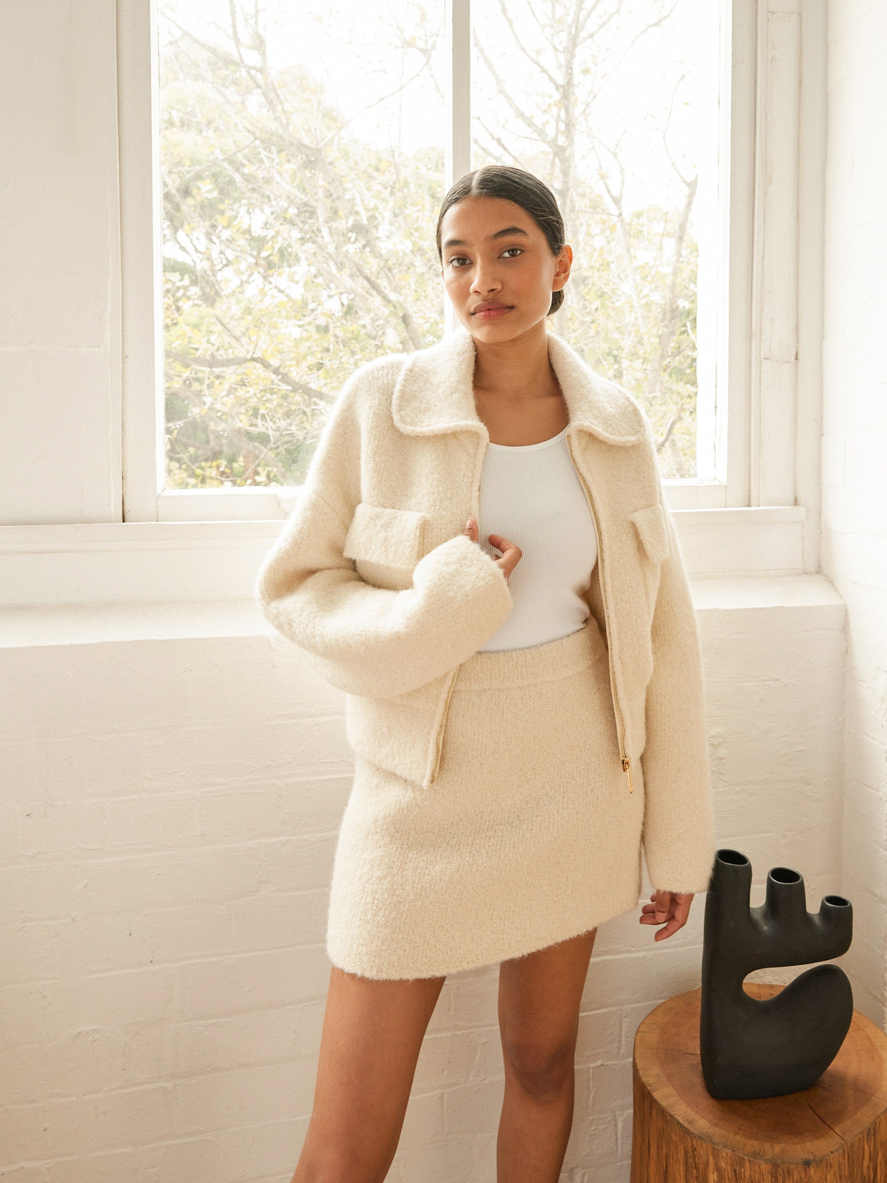 Clea | Hugo Boucle Bomber in Chalk | The UNDONE