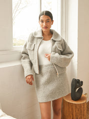 Clea | Hugo Boucle Bomber in Grey | The UNDONE