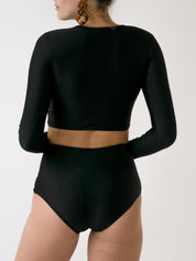 Matteau | Long Sleeve Sun Tee in Black | The UNDONE