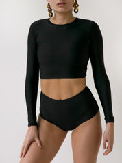 Matteau | Long Sleeve Sun Tee in Black | The UNDONE