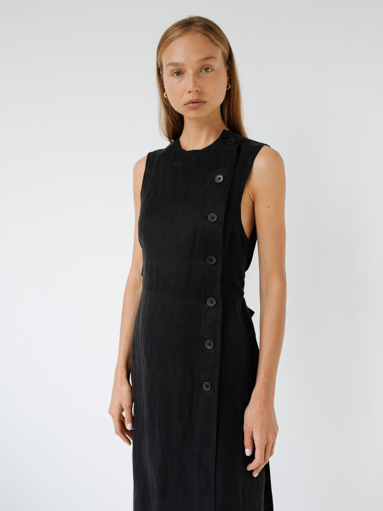 Sir The Label | Dalila Button Down Midi Dress in Black | The UNDONE by SIR.