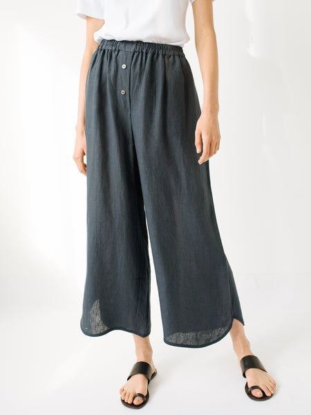 Deiji Studio | French Linen Loungewear Pants in Navy | The UNDONE by ...